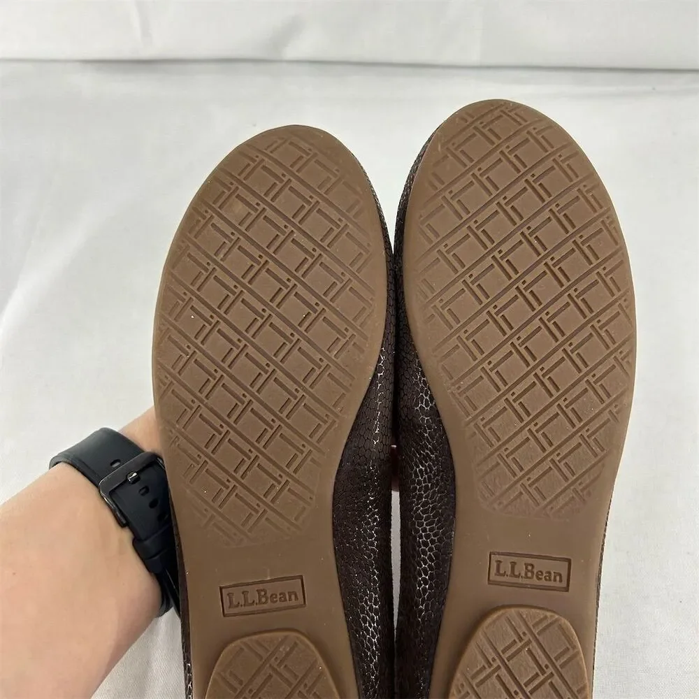 L.L. Bean Women's Brown Snakeskin Print Ballet Flats Size 6 NWOT